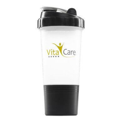 Protein Shaker with powder compartment and sieve insert, BPA free by VitaCare