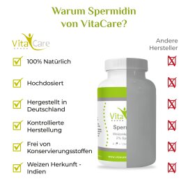 Spermidin Kapseln aus Weizenkeim-Extrakt, 1,5mg pro Tagesdosis für 120 Tage mit Vitamin B2 & B12 - 240 Kapseln