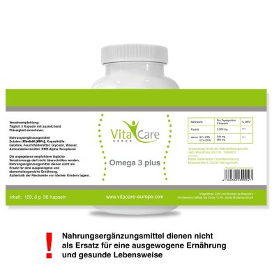 Omega 3 Plus - Fischöl 1000 mg - 90 Kapseln