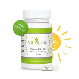 Vitamin D3 5000 I.E. + K2 100 µg DEPOT - 180 Stück