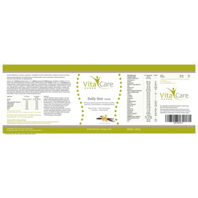 Daily One Protein-Shake Vanille 630g - Whey-Proteinpulver mit Flohsamenschalenpulver von VitaCare