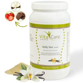 Daily One Protein-Shake Vanille 630g - Whey-Proteinpulver mit Flohsamenschalenpulver von VitaCare